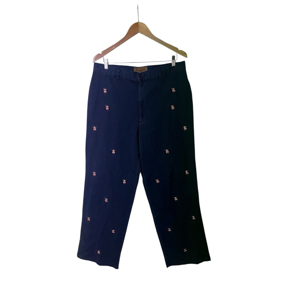 Clearwater Outfitters Santa Christmas Embroidered Washed Navy Pants Mens 34